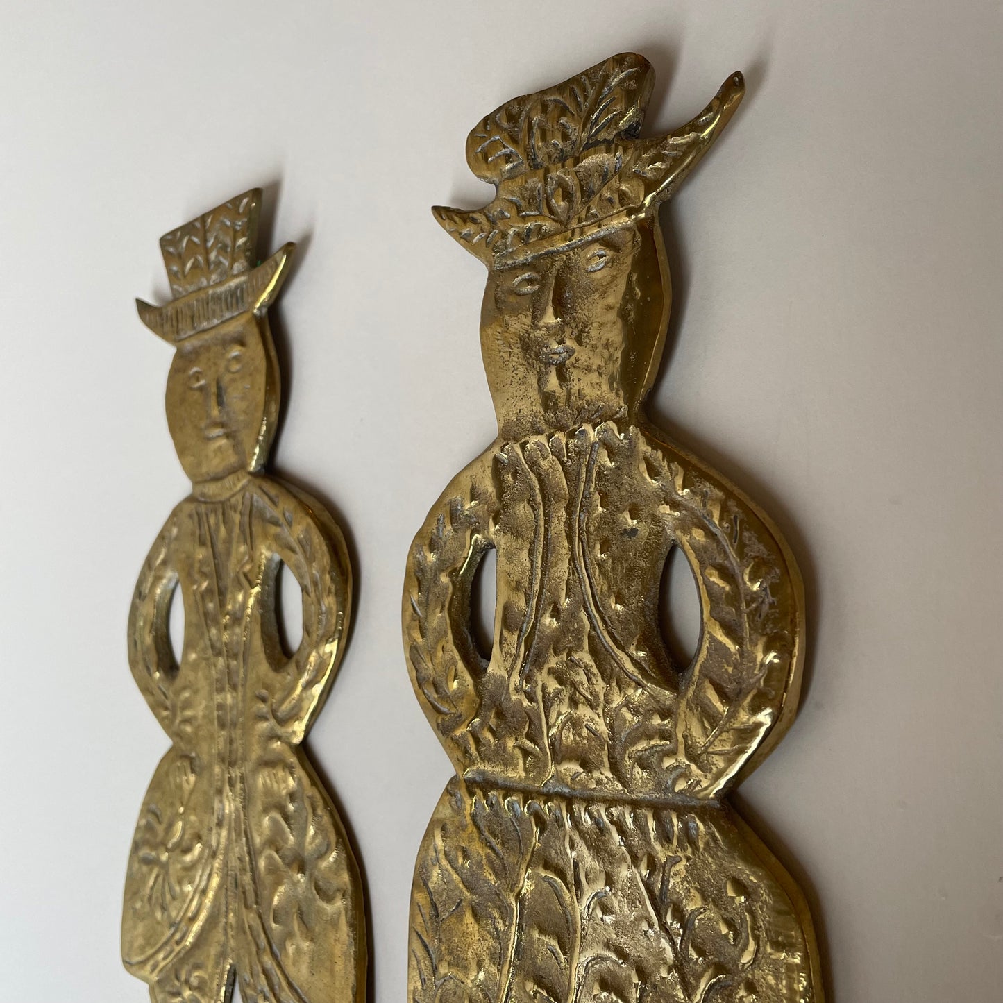 Candle brass sconces - Folk art of Danish man and woman