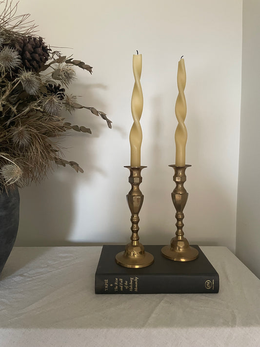 Brass pair of candlestick holders