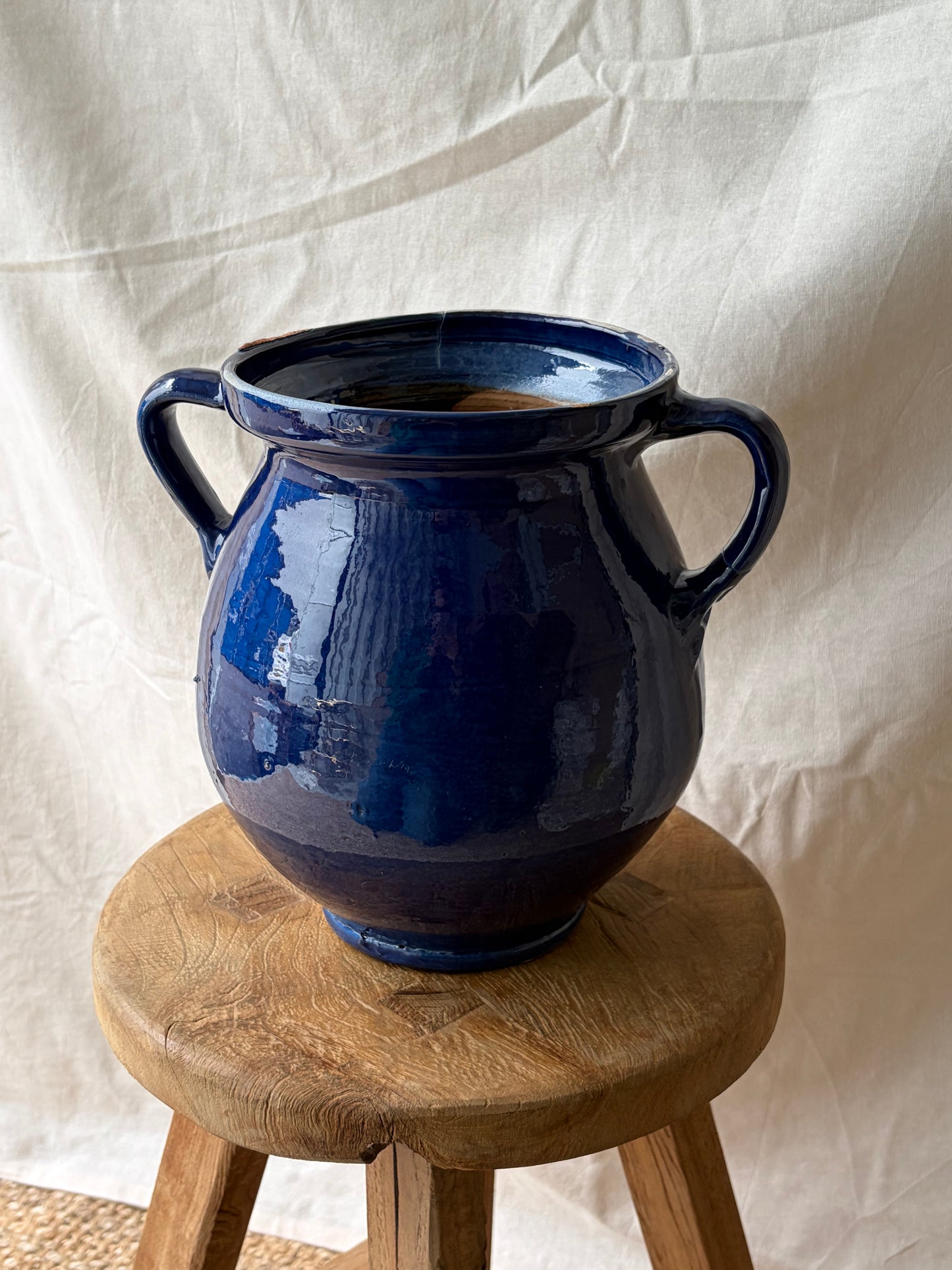 Vintage blue gazed terracotta jug