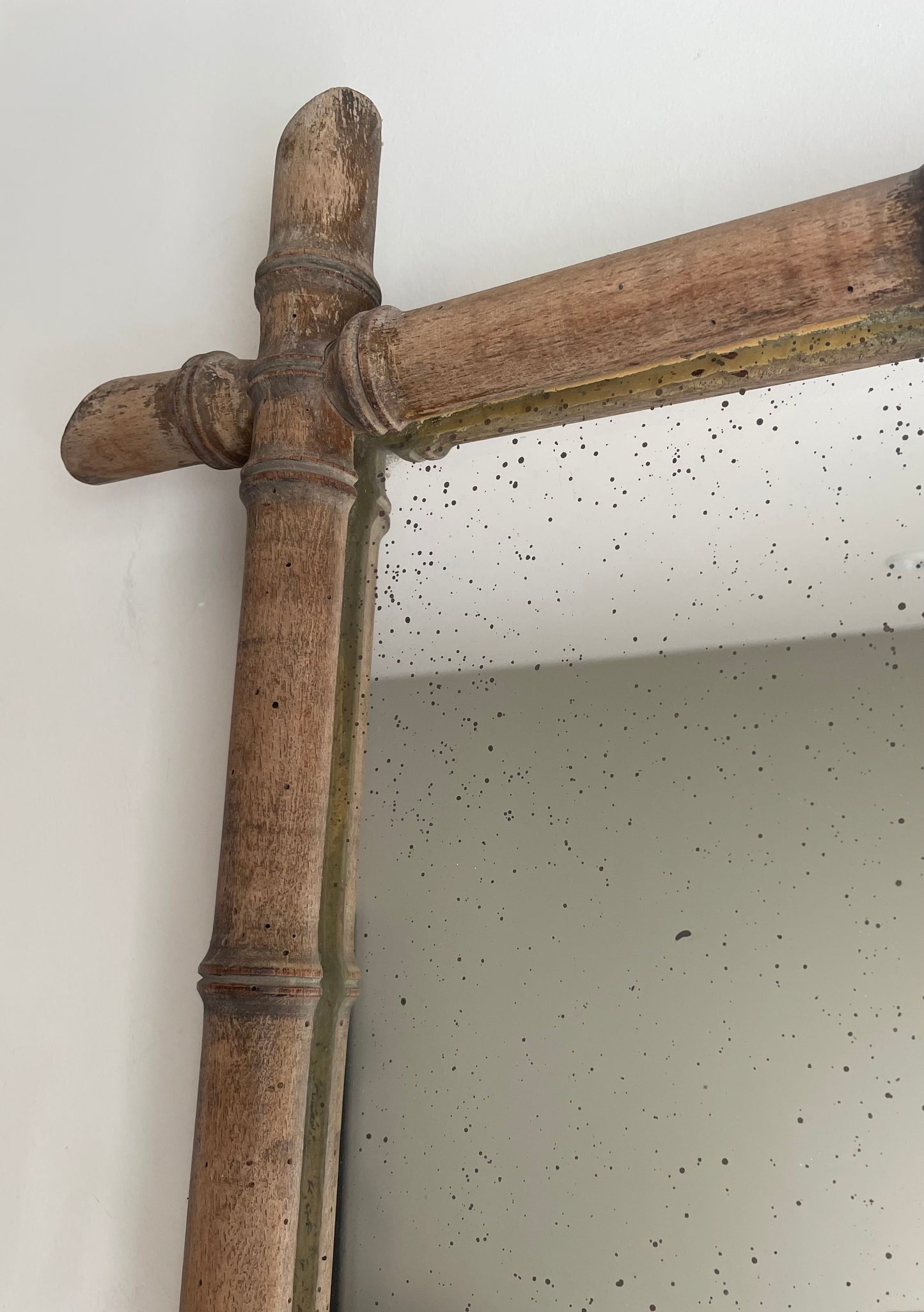 French faux bamboo ash wooden vertical mirror