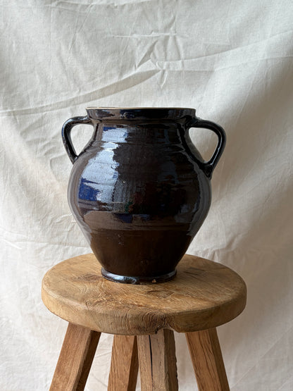 Dark brown terracotta vintage jug