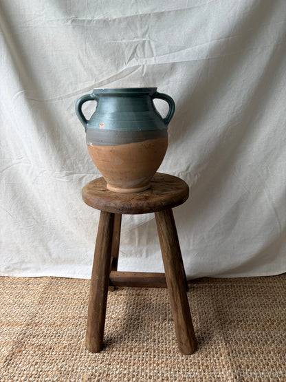Vintage unglazed blue terracotta jug