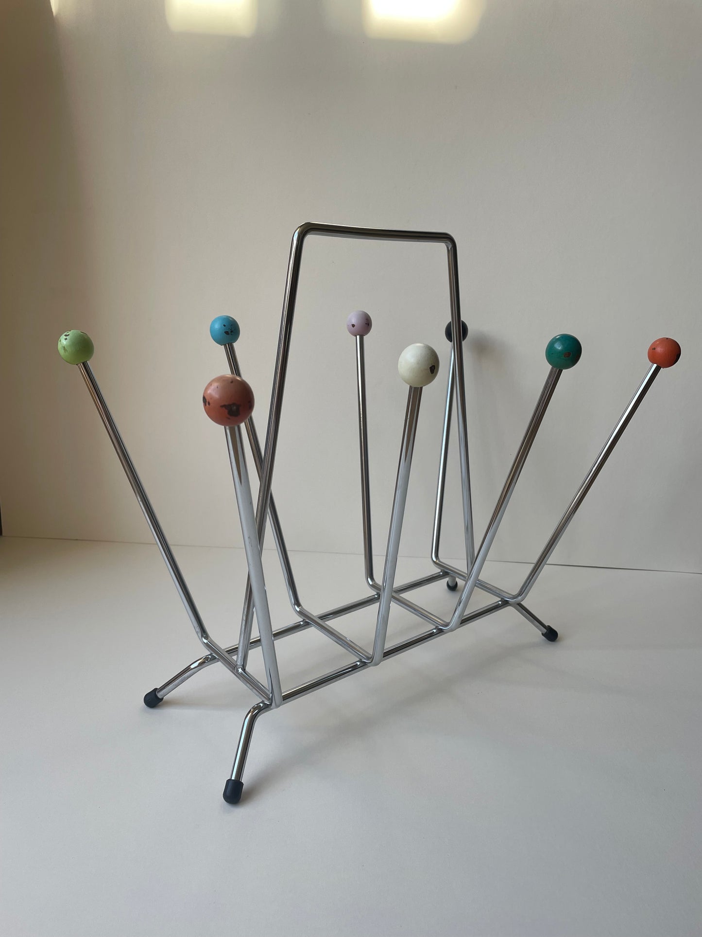 Chrome Sputnik magazine rack/record holder