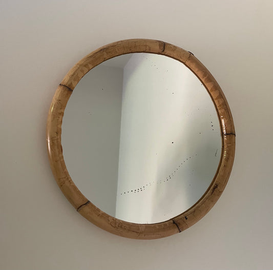 Bamboo small round mirror