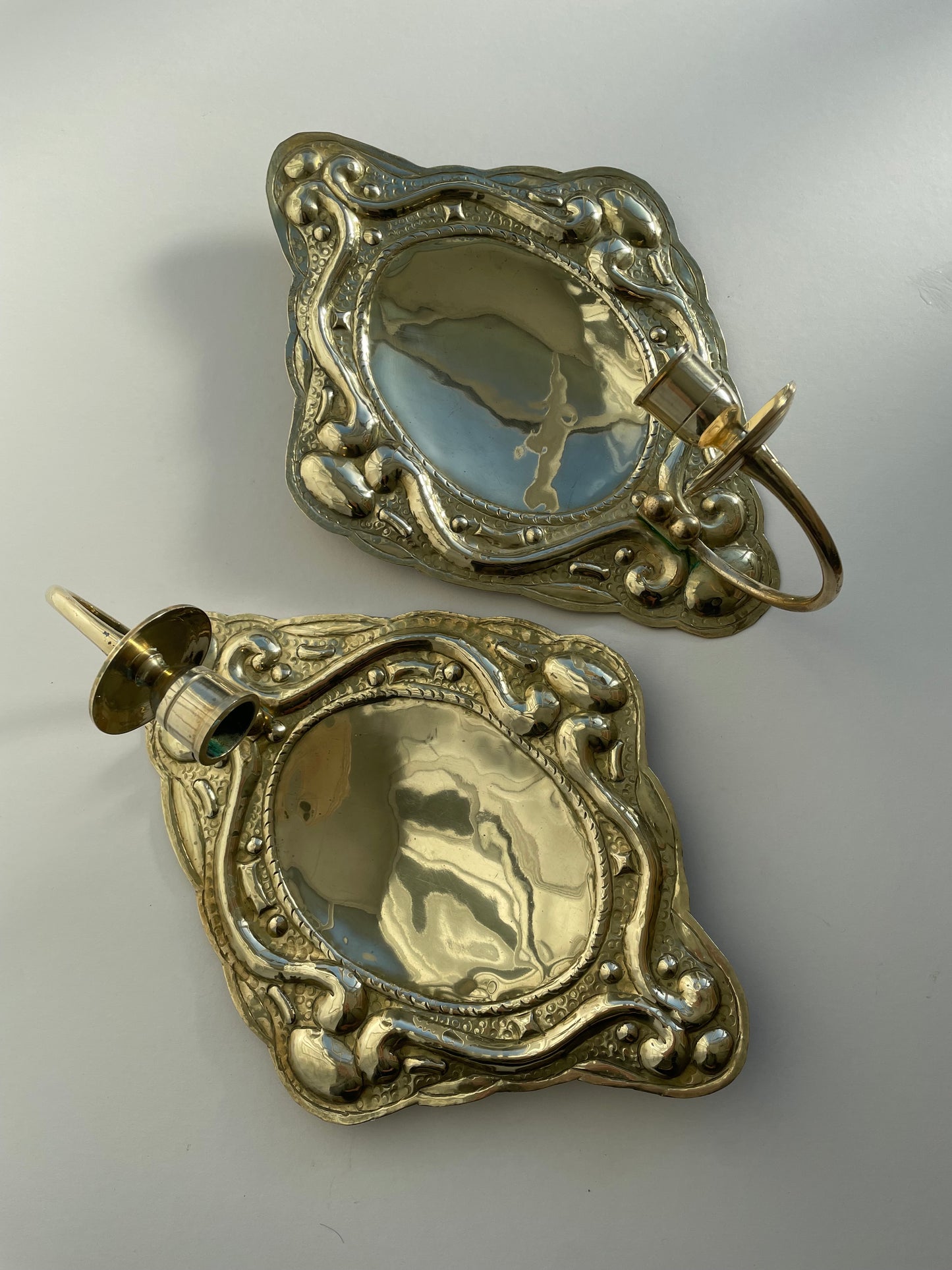 Pair of vintage brass candle wall sconces