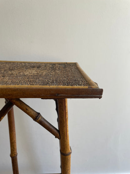 Vintage two tier bamboo side table