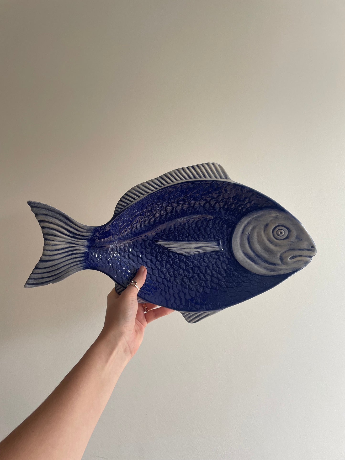 Blue fish serving platter