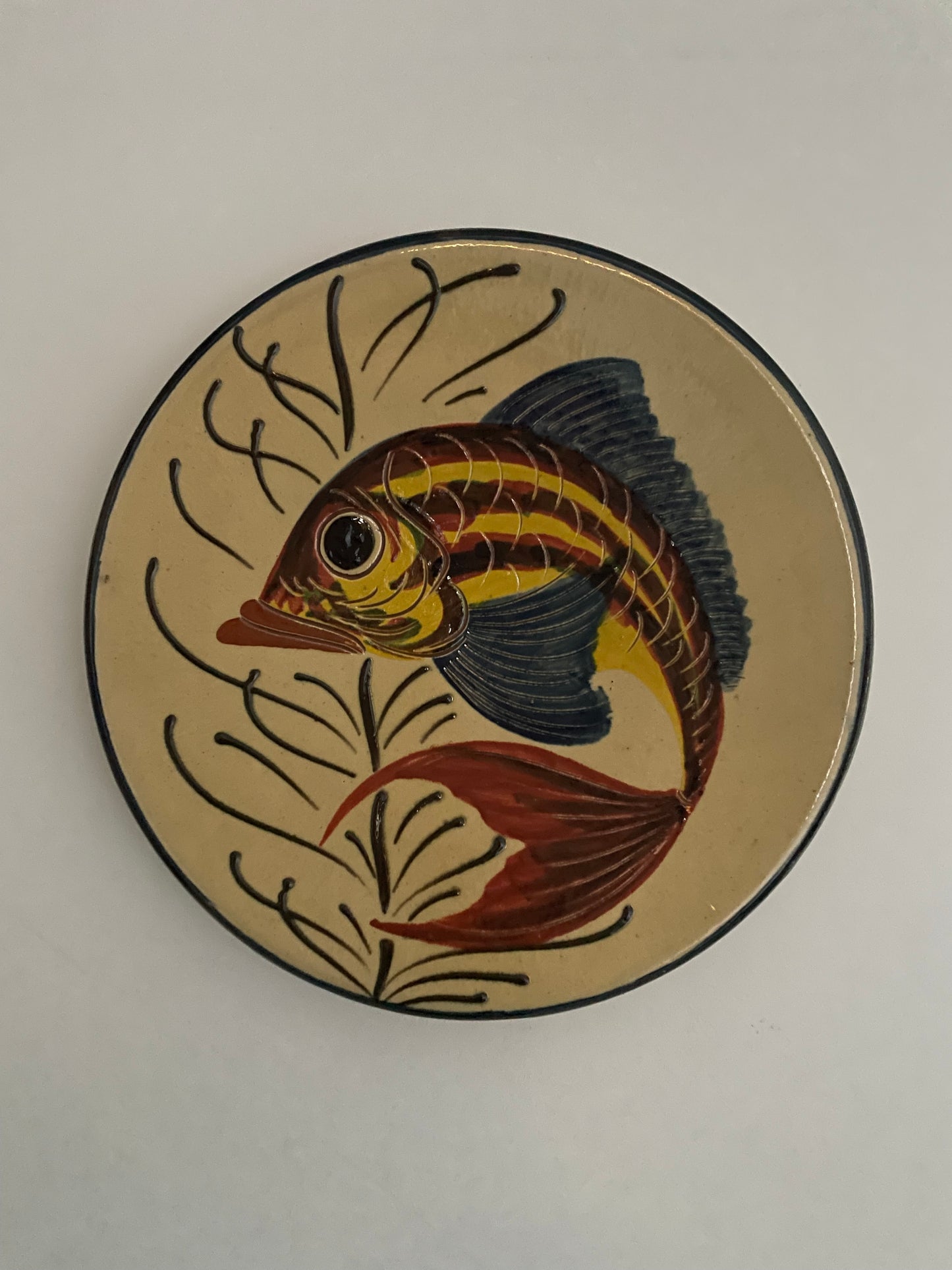 Large colourful fish wall plate by Puigdemont