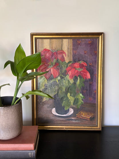 Vintage red floral art