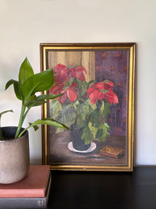 Vintage red floral art