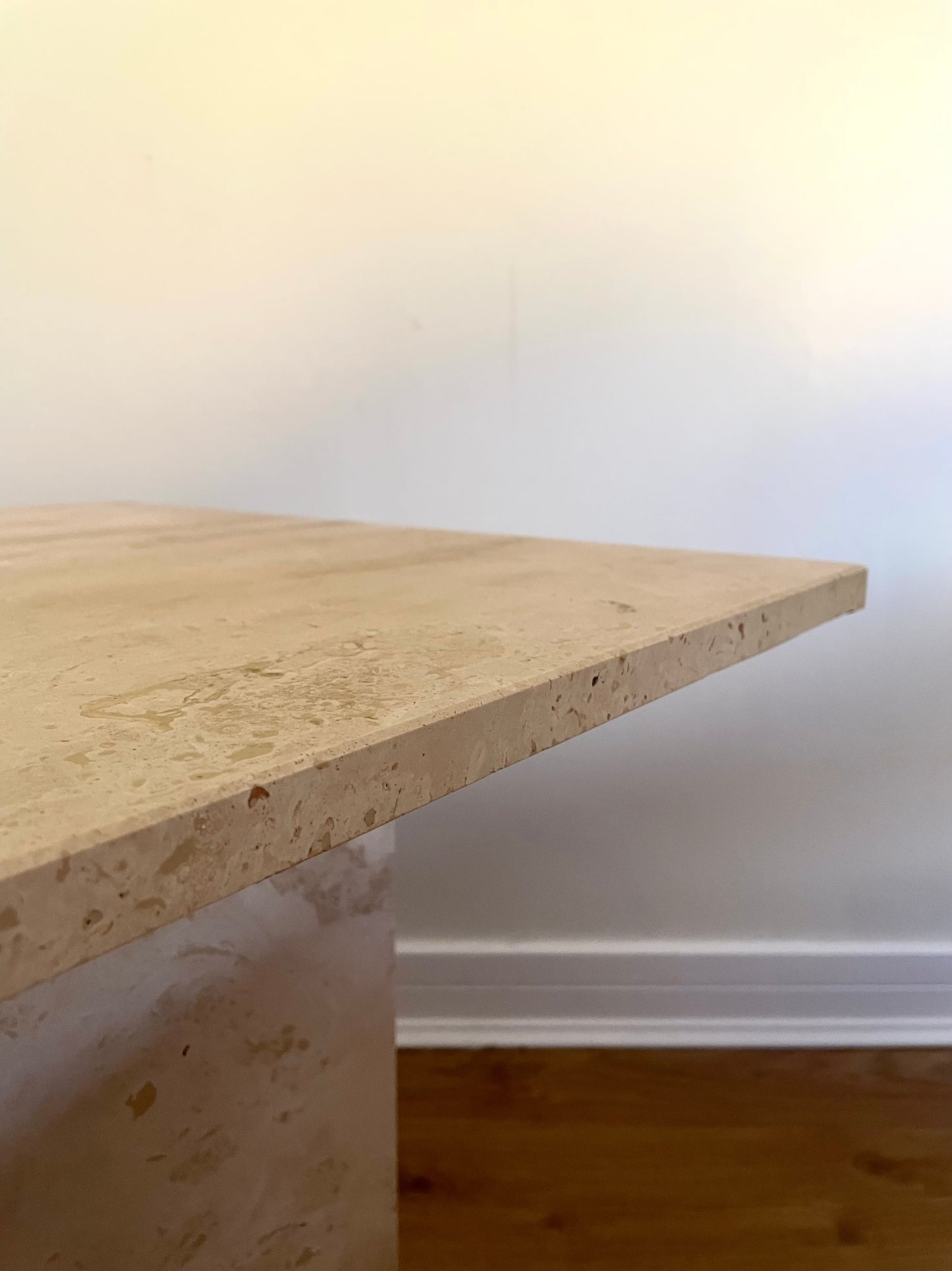 Vintage travertine stone beige side table