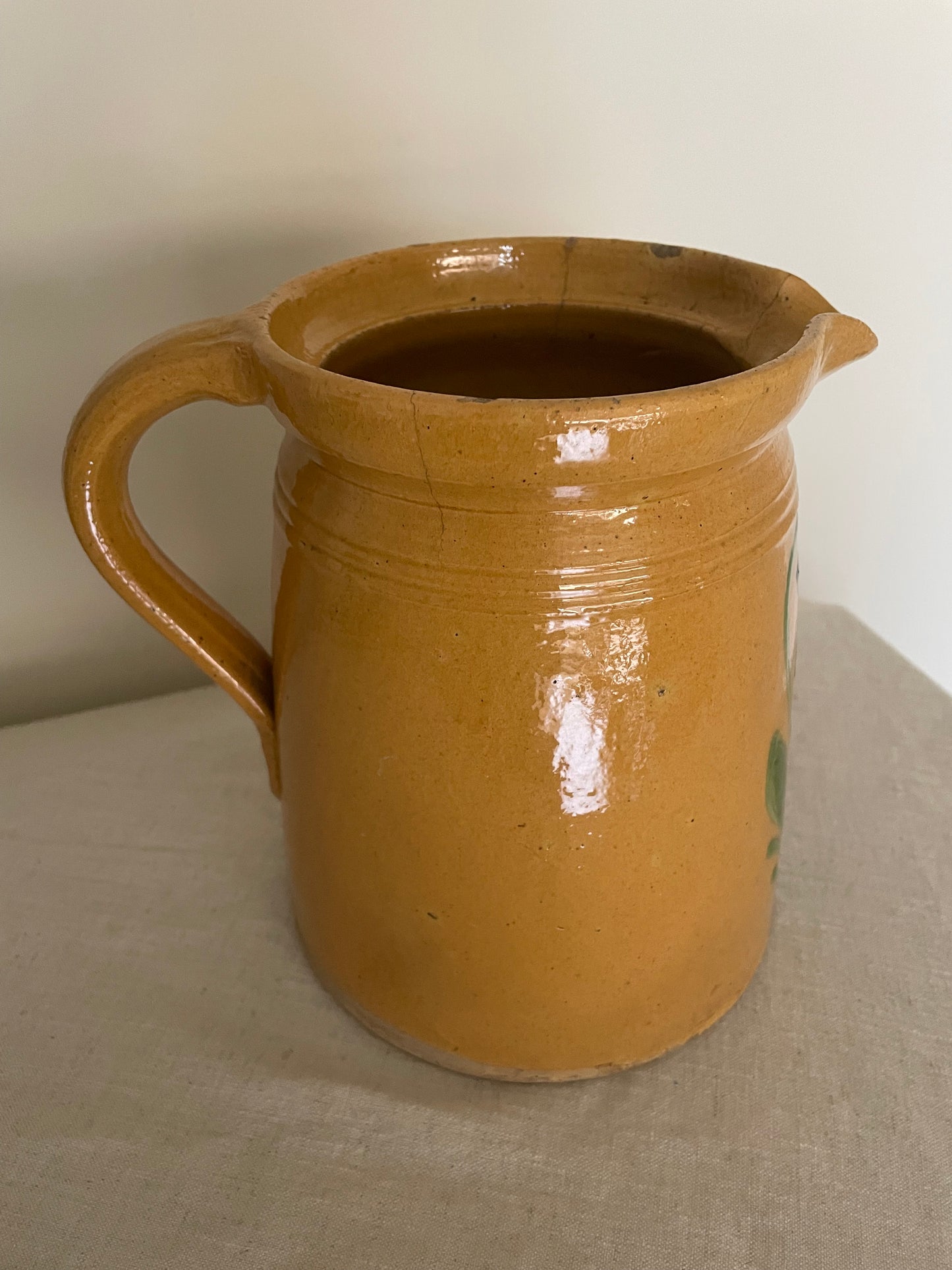 French vintage hand painted mustard jug