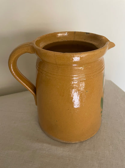 French vintage hand painted mustard jug