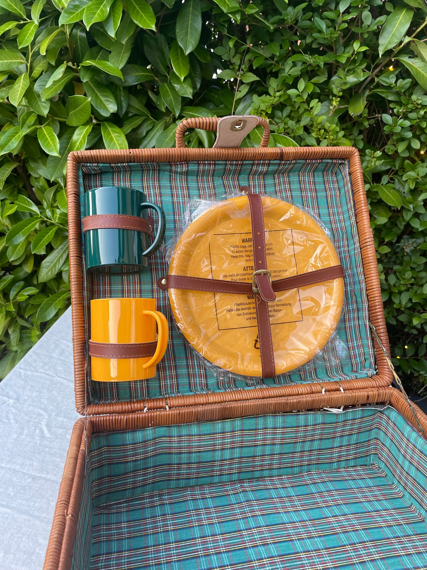 Vintage woven picnic basket