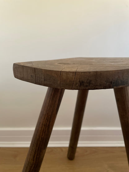 Wooden half moon antique stool