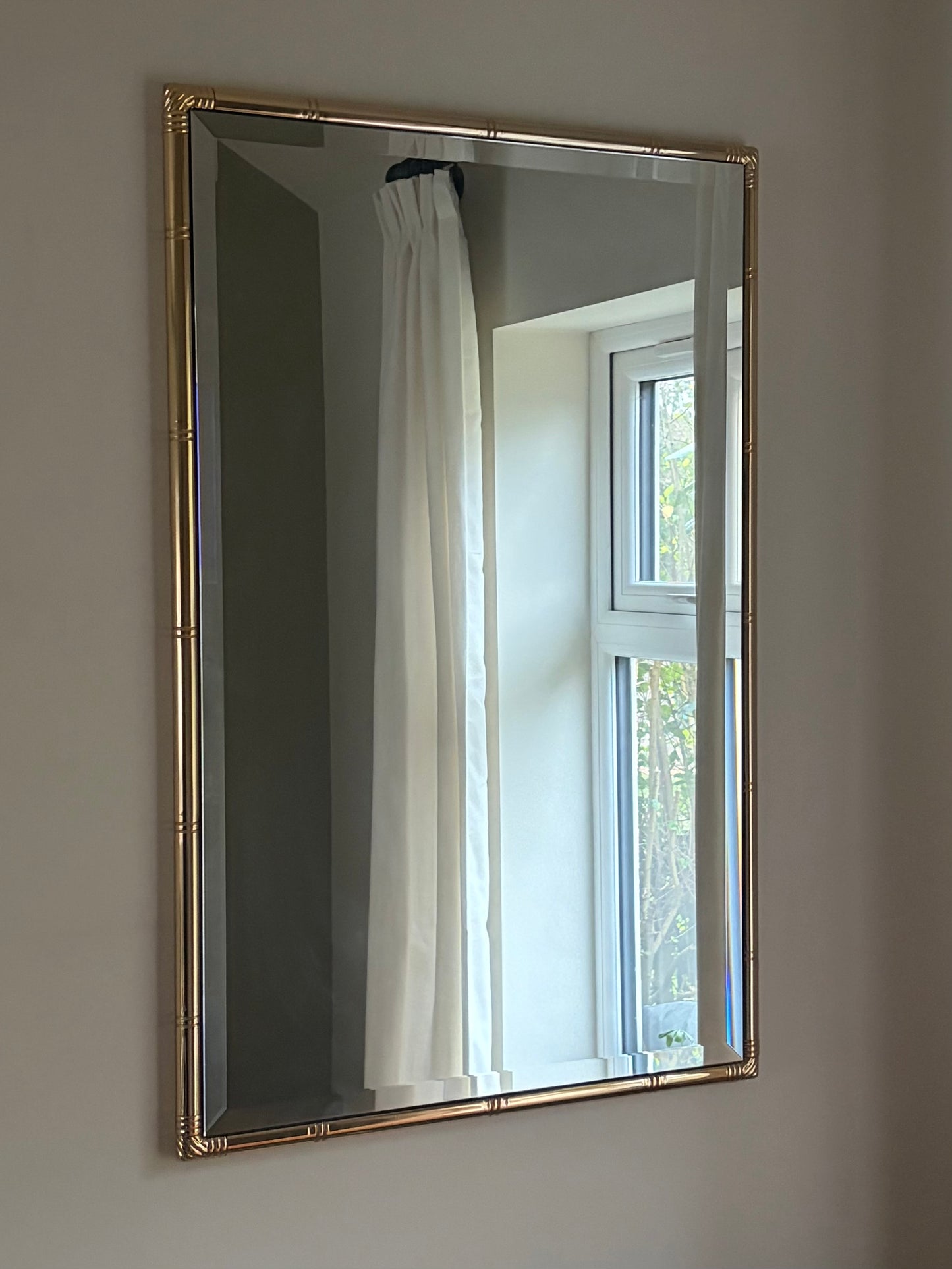 Vintage polished brass bamboo style mirror