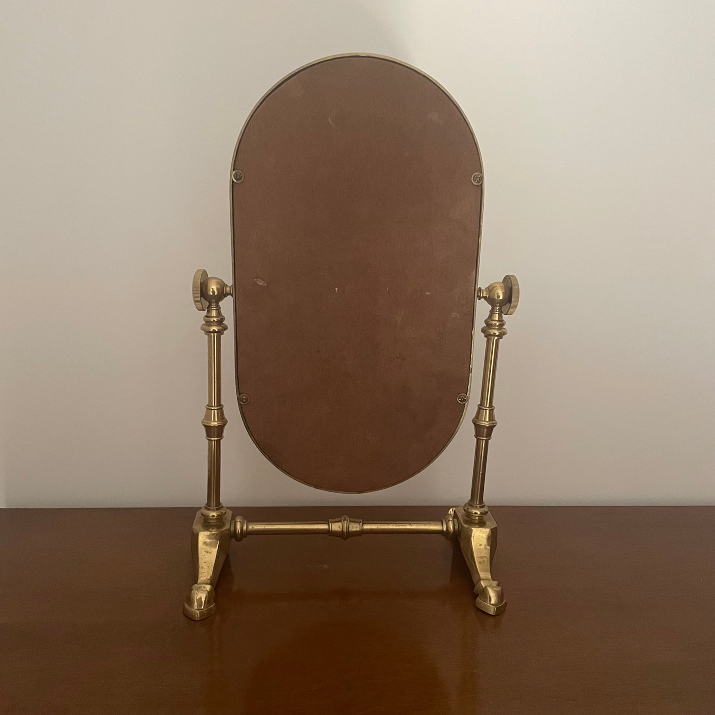 Brass tabletop vanity mirror