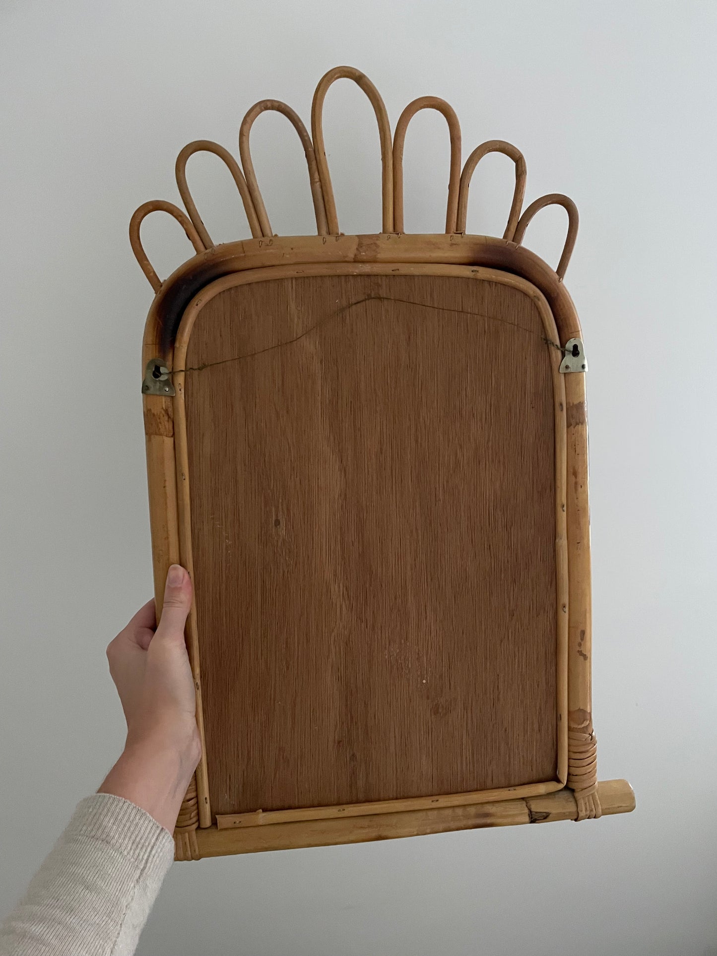 Bamboo and rattan 1960s mirror with swirls