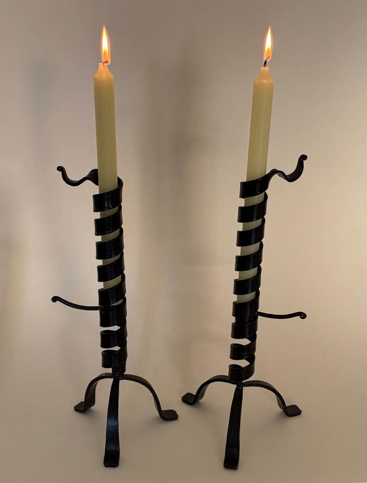 Wrought iron spiral candle holders (pair)