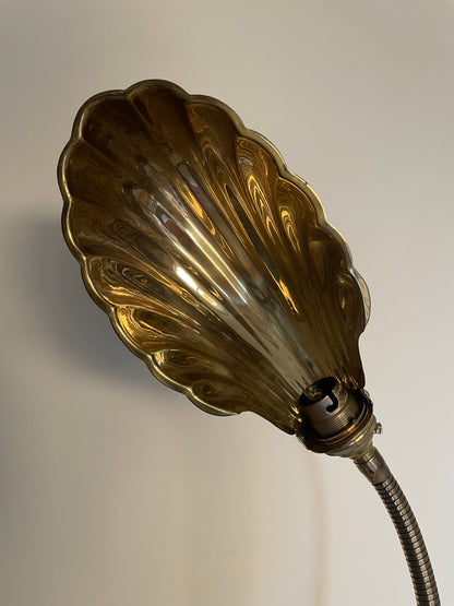 Brass clam shell desk lamp