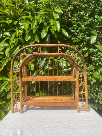 Vintage tortoise shell bamboo curved wall shelf