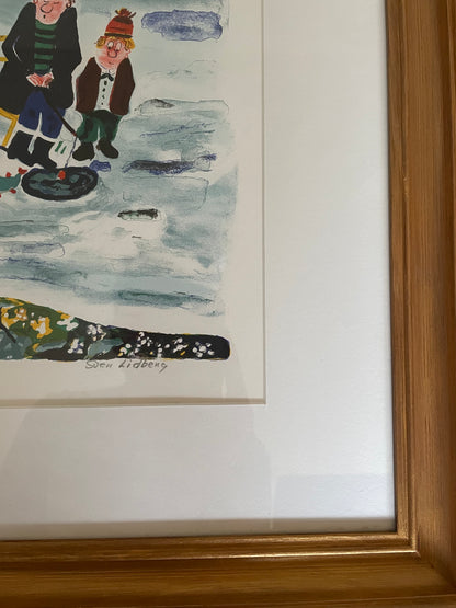 A colourful winter’s day - lithograph by Sven Lidberg