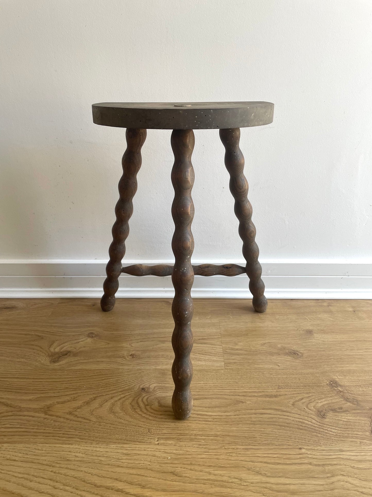 Wooden half moon bobbin stool
