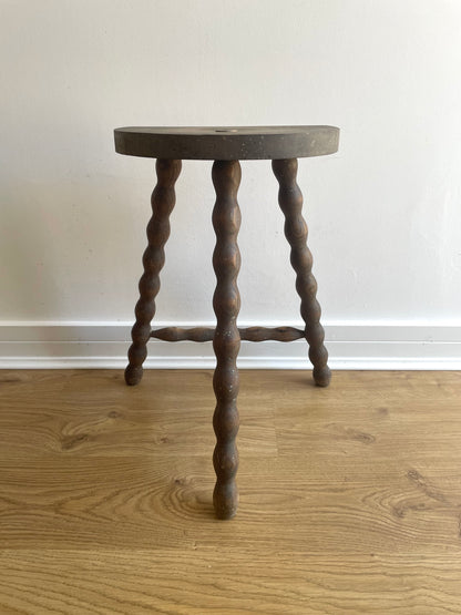 Wooden half moon bobbin stool
