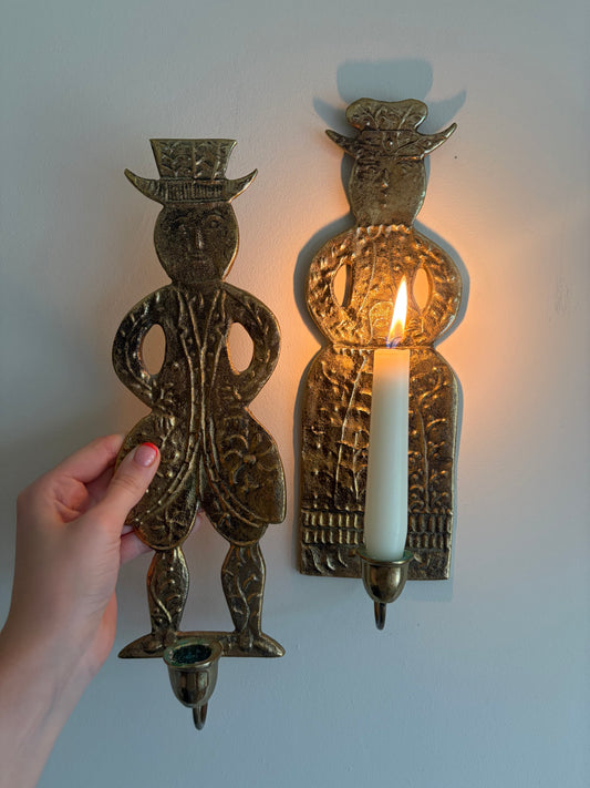 Pair of vintage man and woman sconces