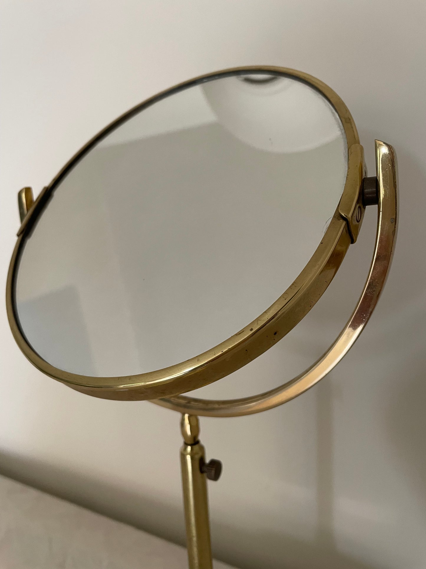 Brass vintage vanity adjustable mirror