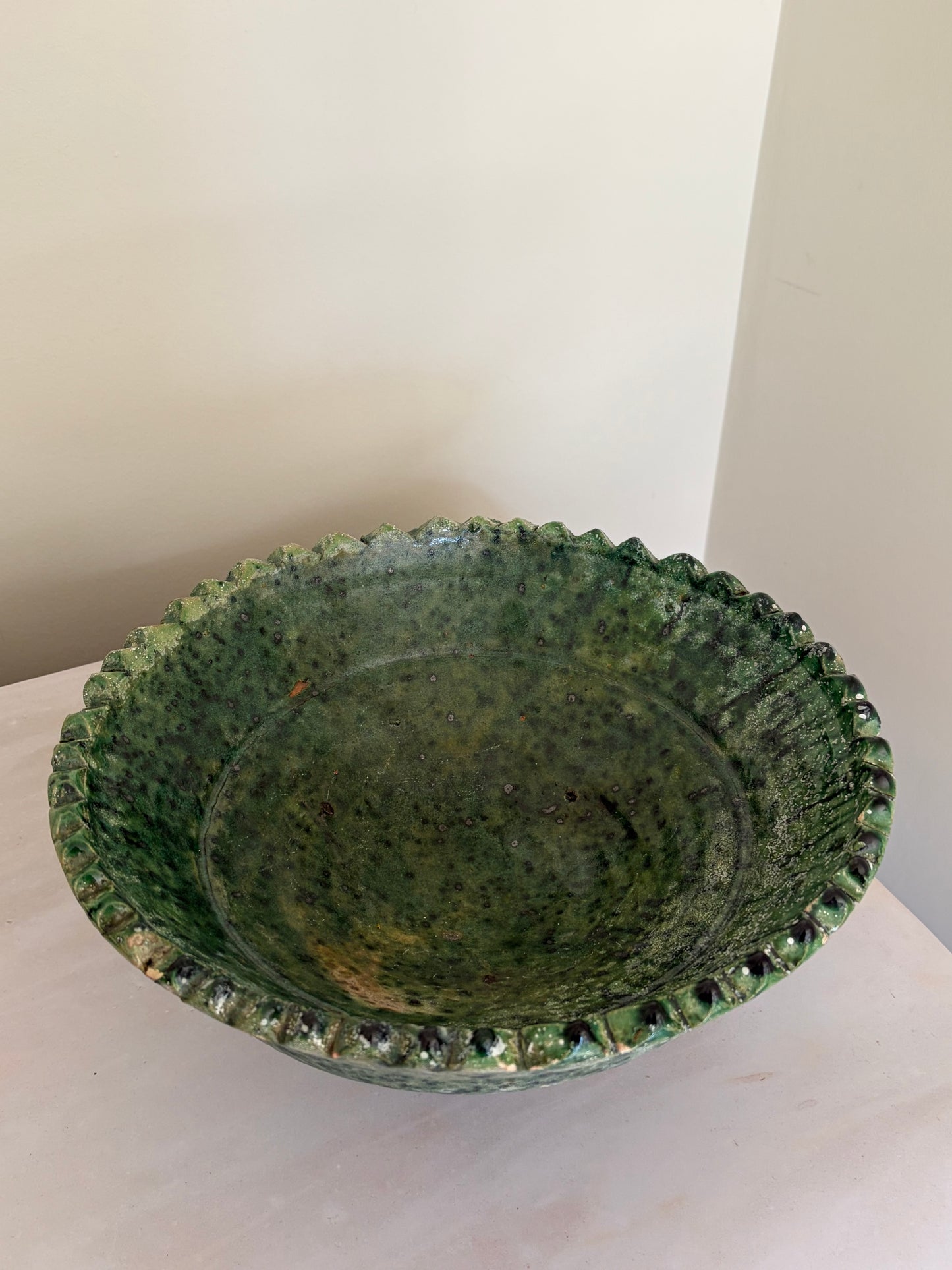 Tamegroute Moroccan Green pedestal bowl