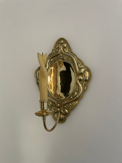 Pair of vintage brass candle wall sconces