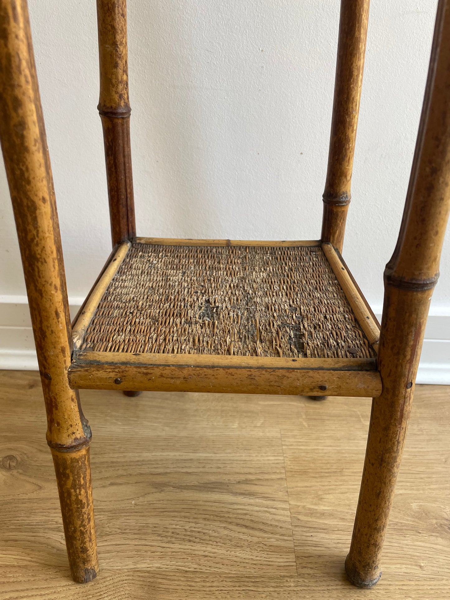Vintage two tier bamboo side table