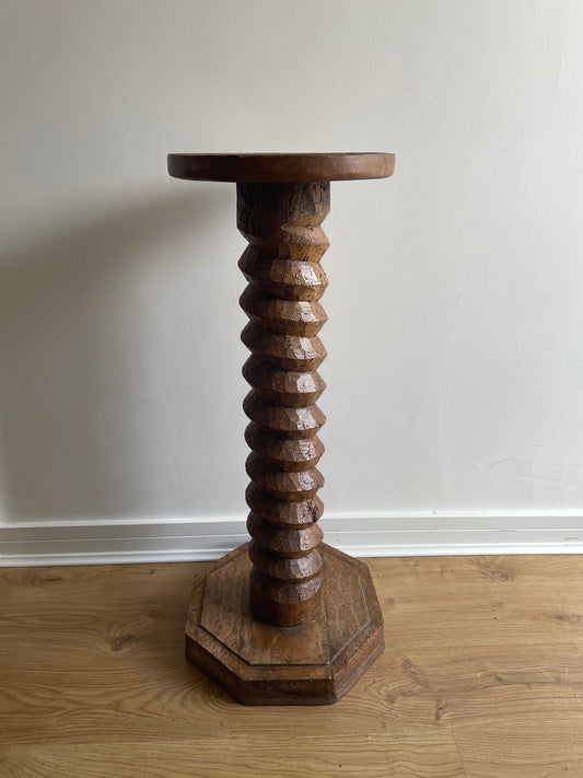 Antique French wooden spiral pedestal table