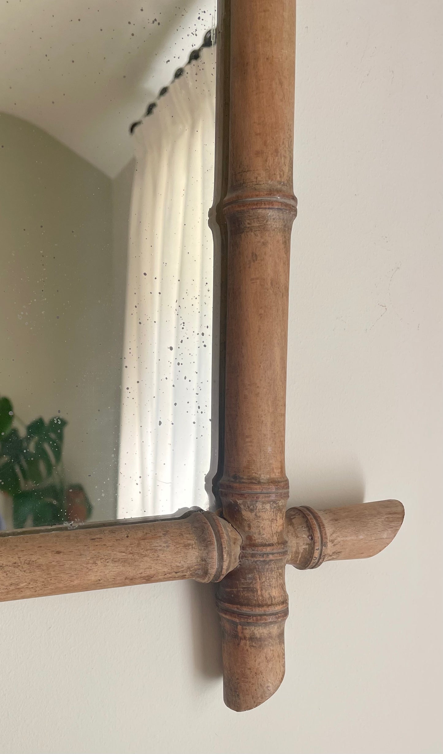 French faux bamboo ash wooden vertical mirror