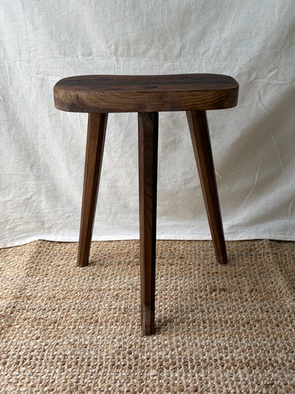 Vintage dark brown tripod stool