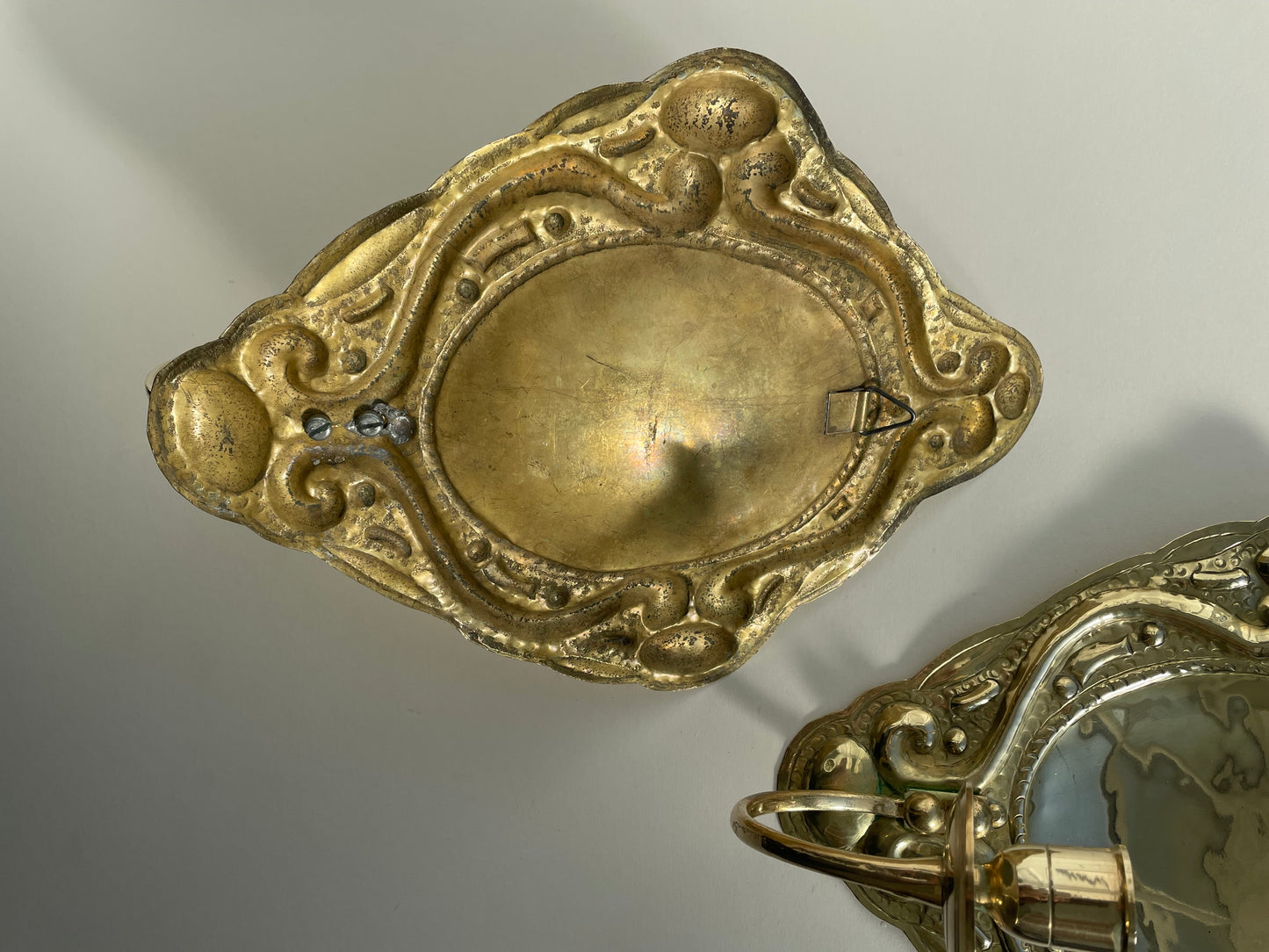 Pair of vintage brass candle wall sconces