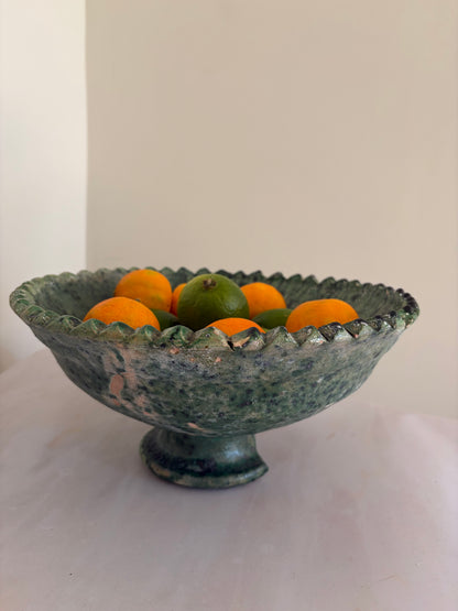 Tamegroute Moroccan Green pedestal bowl
