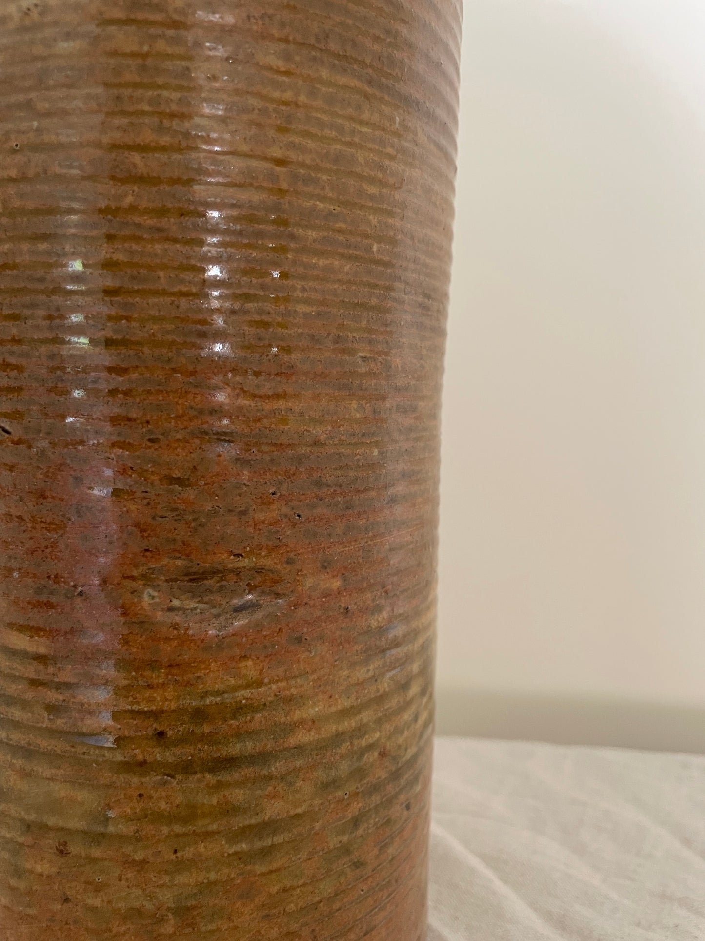 Vintage brown stoneware vase