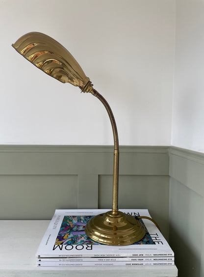 Brass clam shell desk lamp