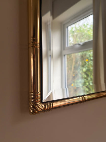 Vintage polished brass bamboo style mirror