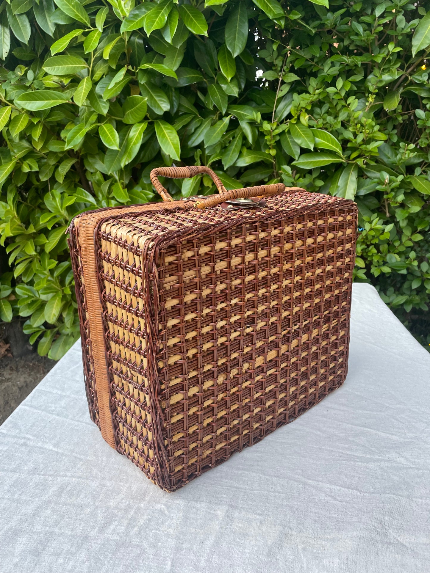 Vintage woven picnic basket