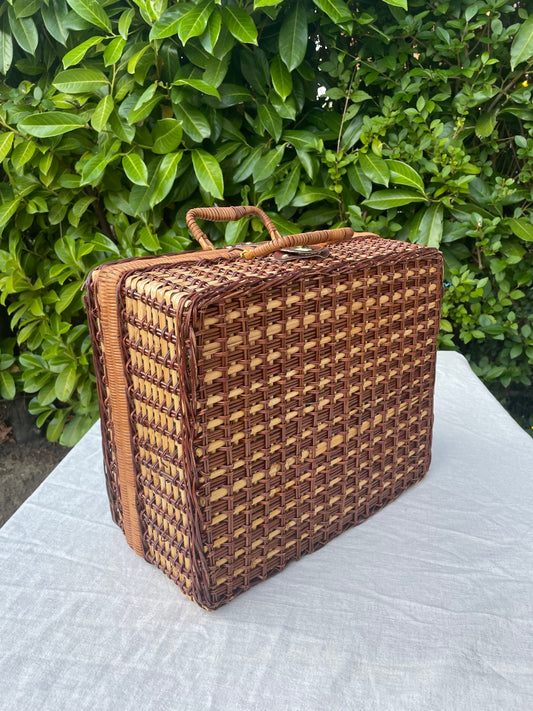 Vintage woven picnic basket
