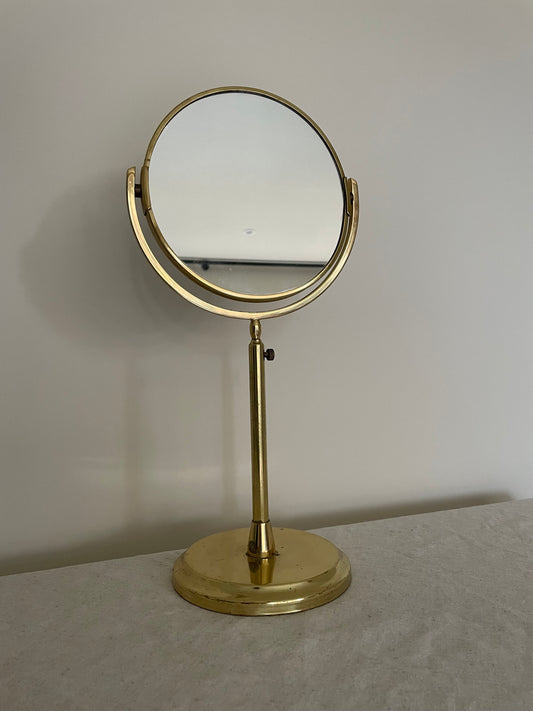 Brass vintage vanity adjustable mirror