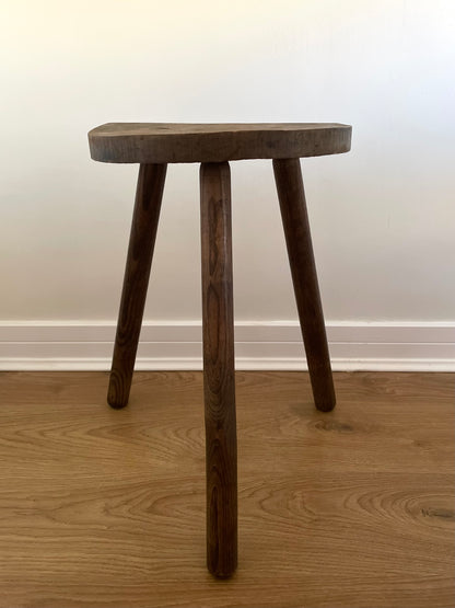 Wooden half moon antique stool
