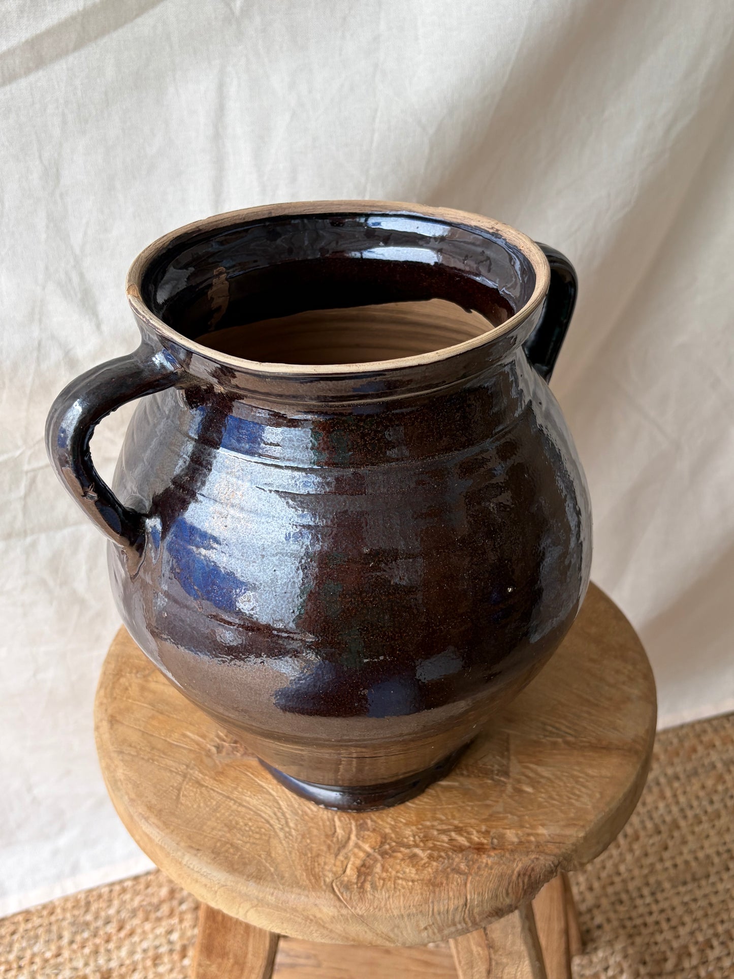 Dark brown terracotta vintage jug