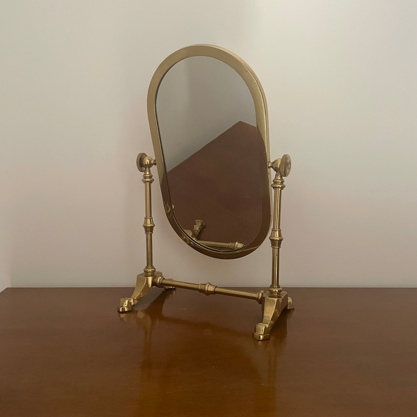 Brass tabletop vanity mirror