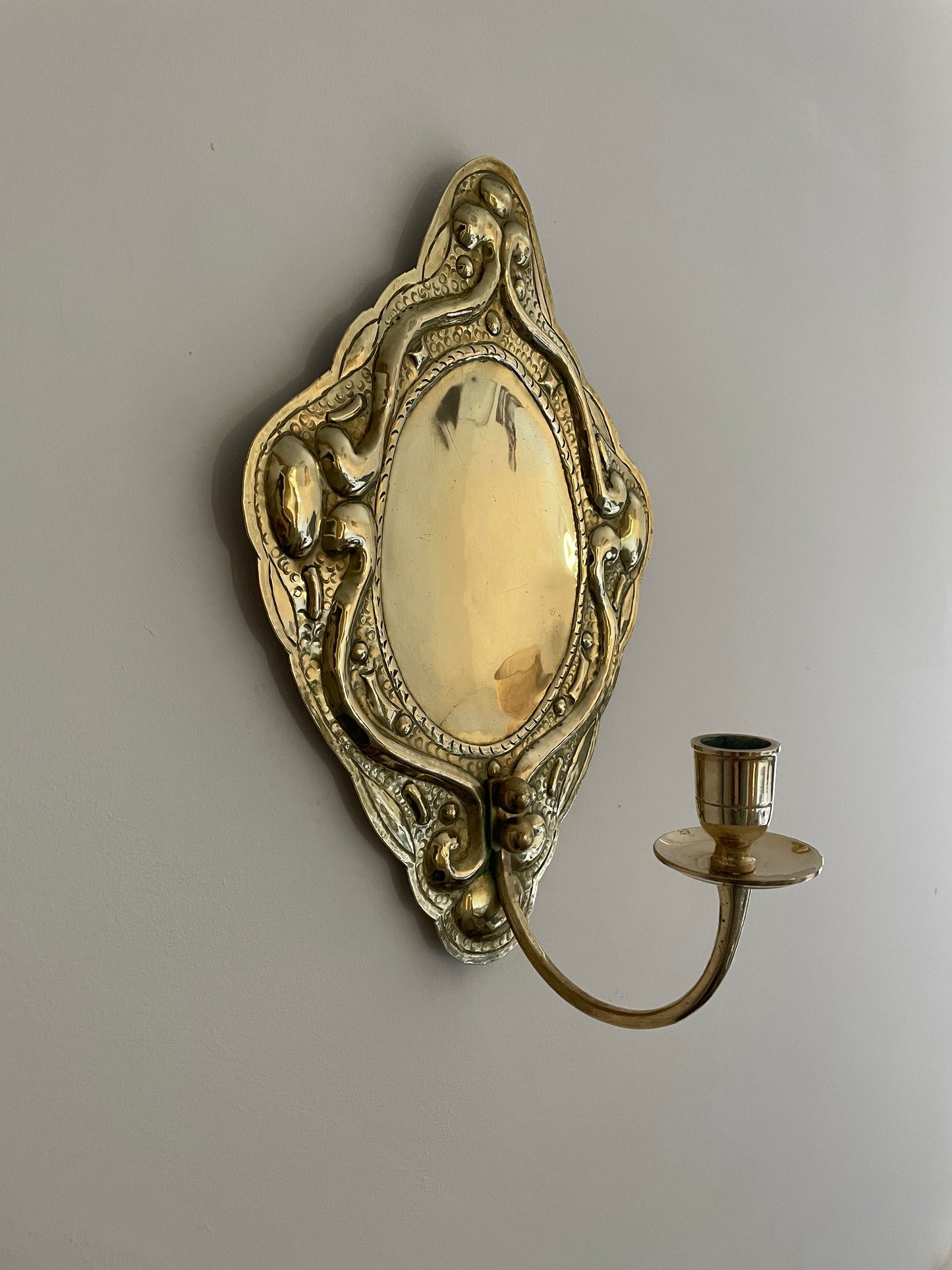 Pair of vintage brass candle wall sconces