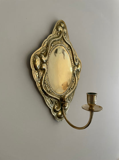 Pair of vintage brass candle wall sconces