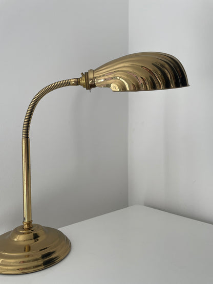 Brass clam shell desk lamp